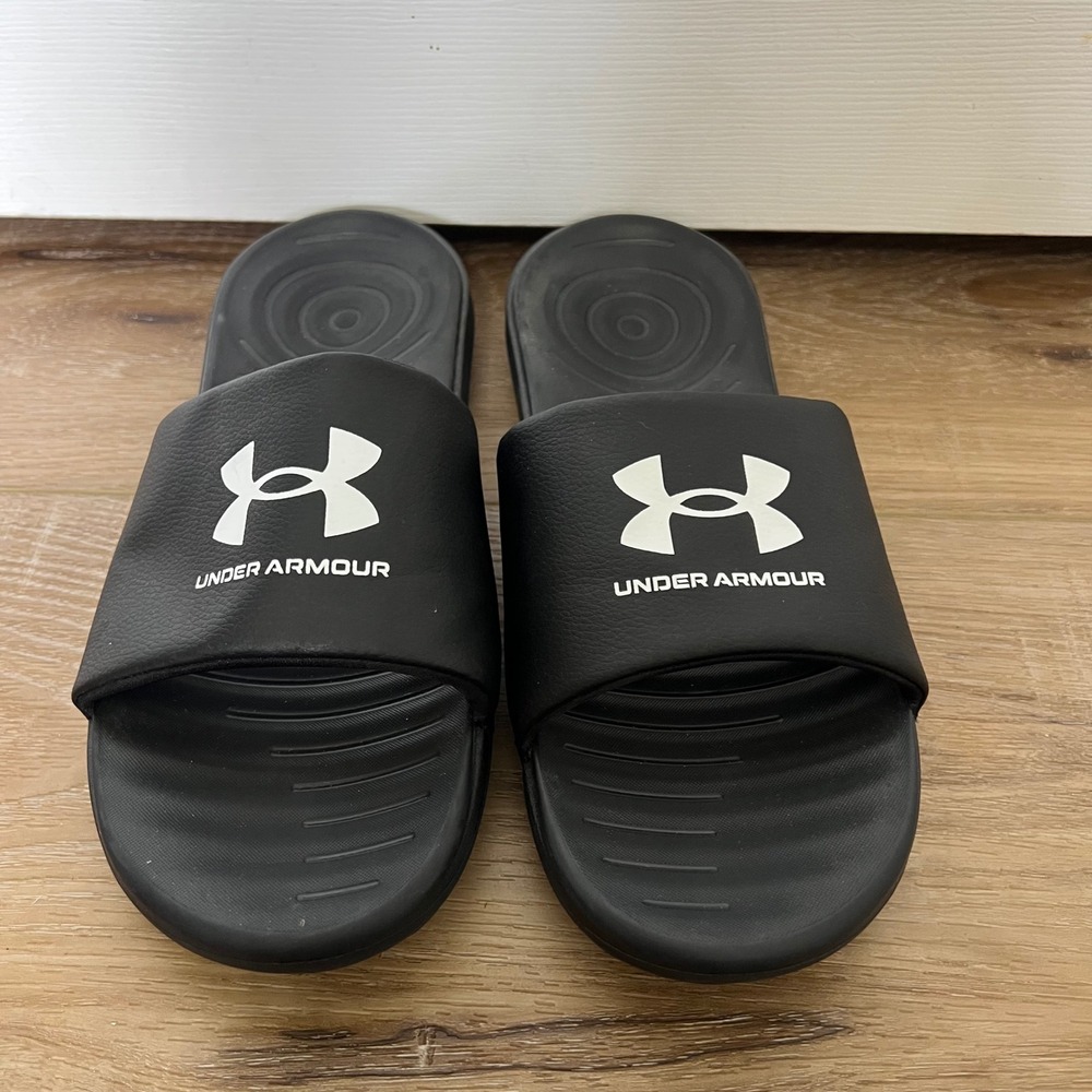 Under Armour Ignite VI Mens Black White Athletic Slide Sandals Size 11
